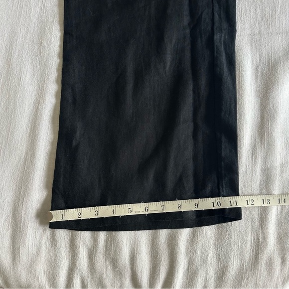 Lands End Womens Black High Rise Wide Leg Linen Pants Sz 14 Minimalist Office - Picture 6 of 13